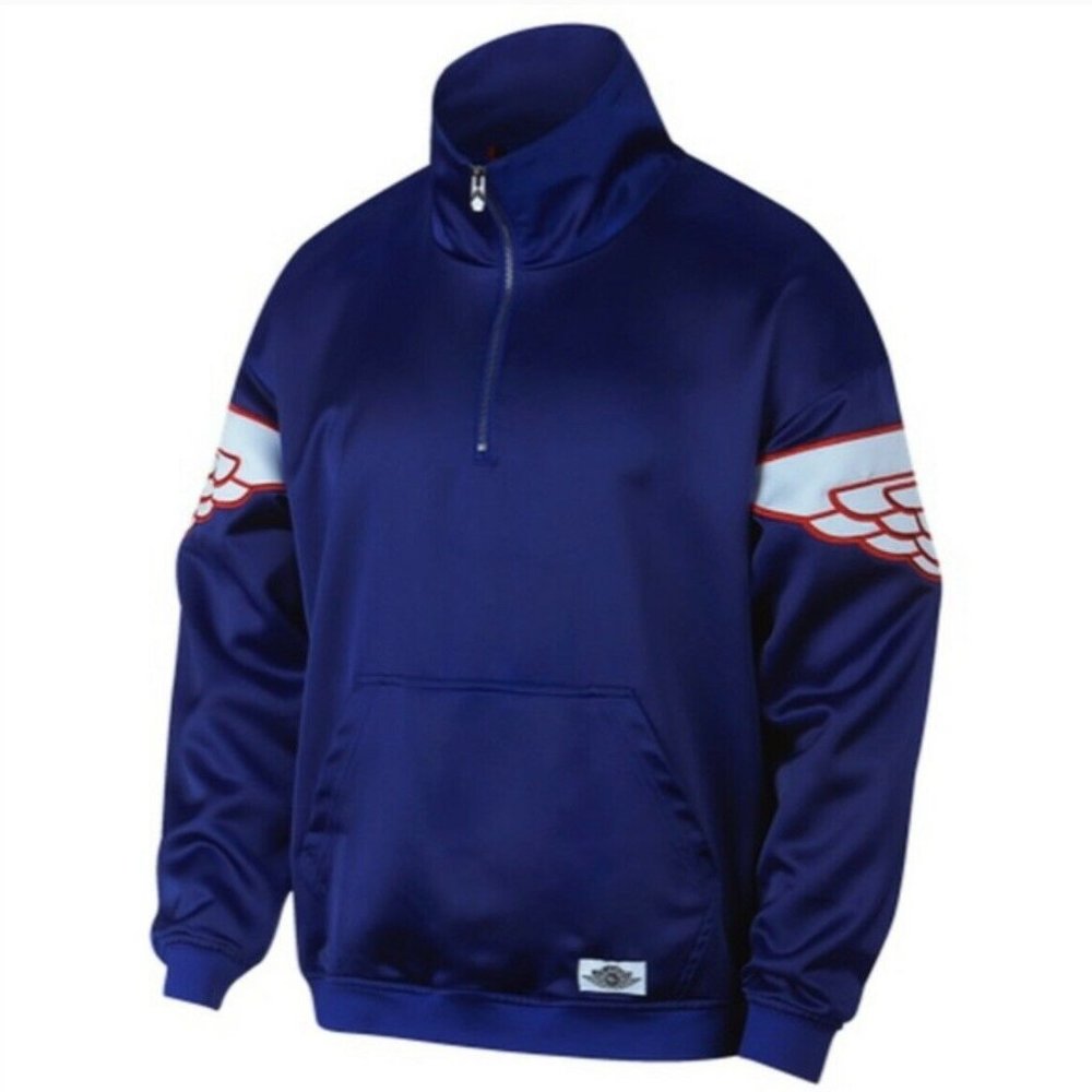 Jordan Navy Pullover Jacket with White and Red Sleeve Wings
